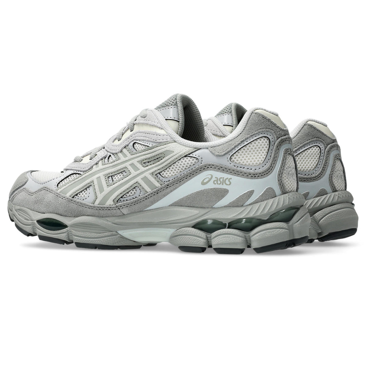 Sneakers Asics Gel-NYC écru et vert – vue 3/4 avant, autre côté