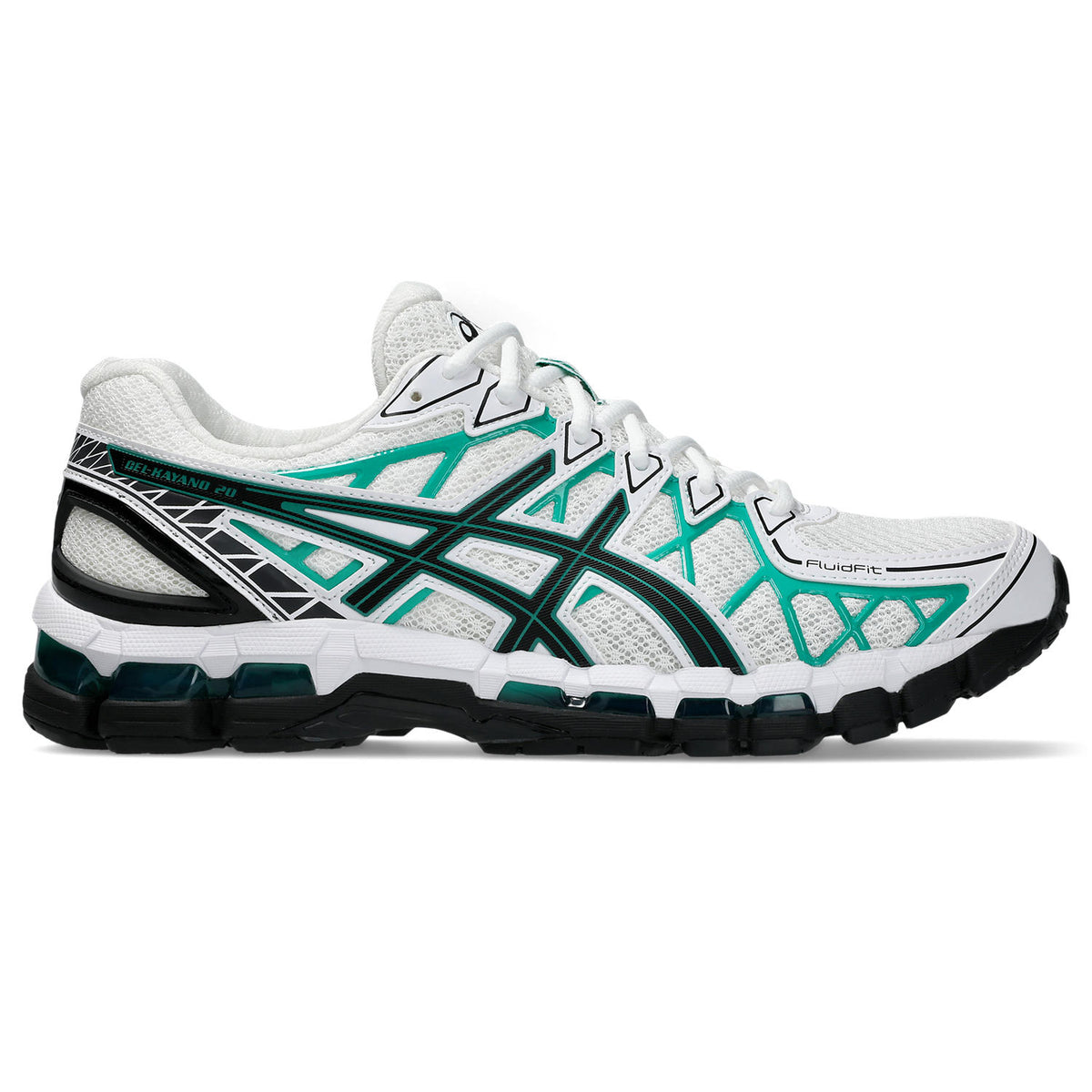 Chaussure de running Asics Gel-Kayano 20 blanc et vert – vue 1