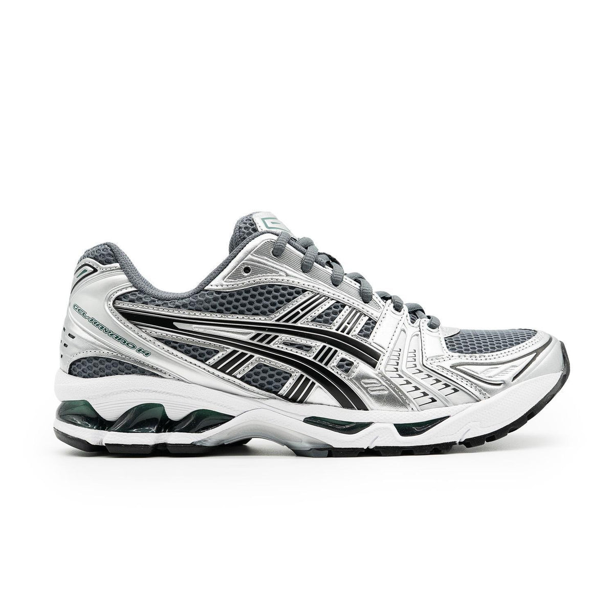 Chaussure de running Asics Gel-Kayano 14 gris et vert – vue 3