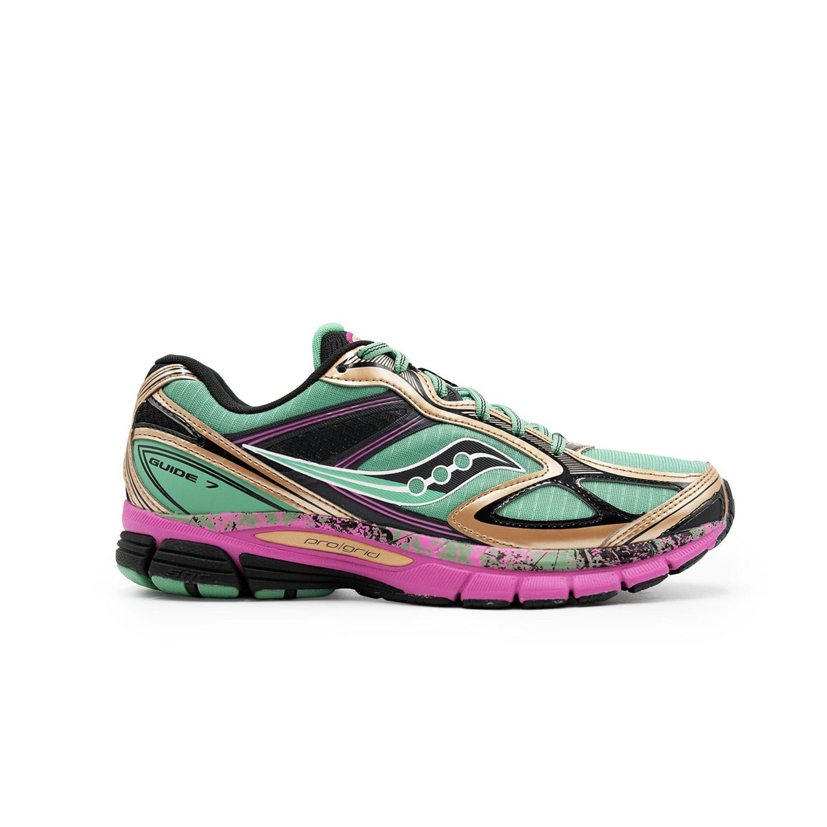 Chaussure de running Saucony ProGrid Guide 7 vert et marron – vue 1