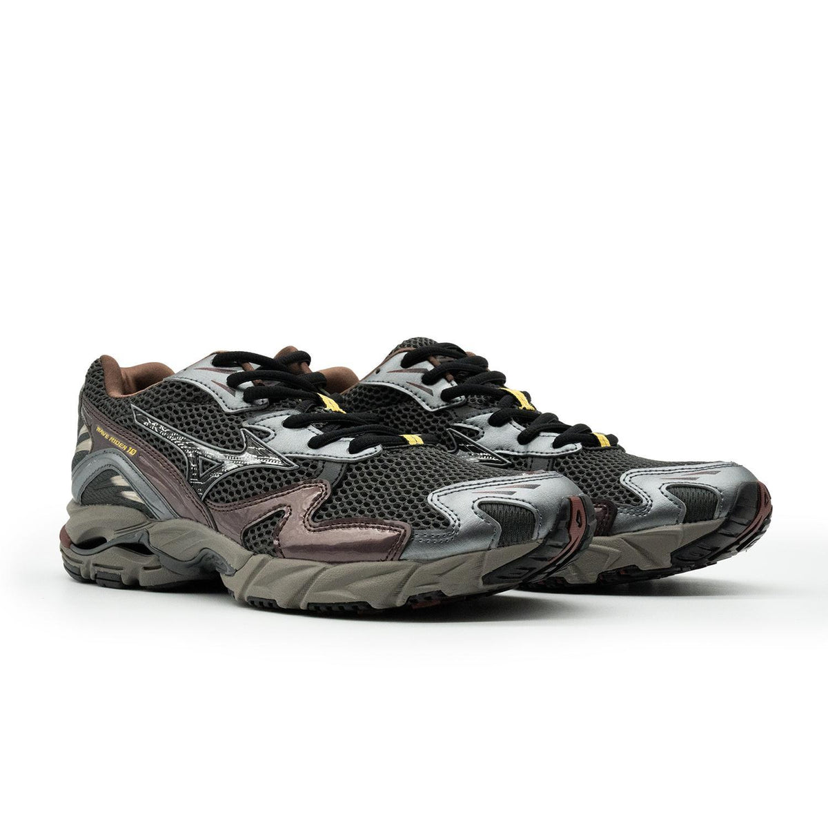 Chaussure de running Mizuno Wave Rider 10 noir et marron – vue 3