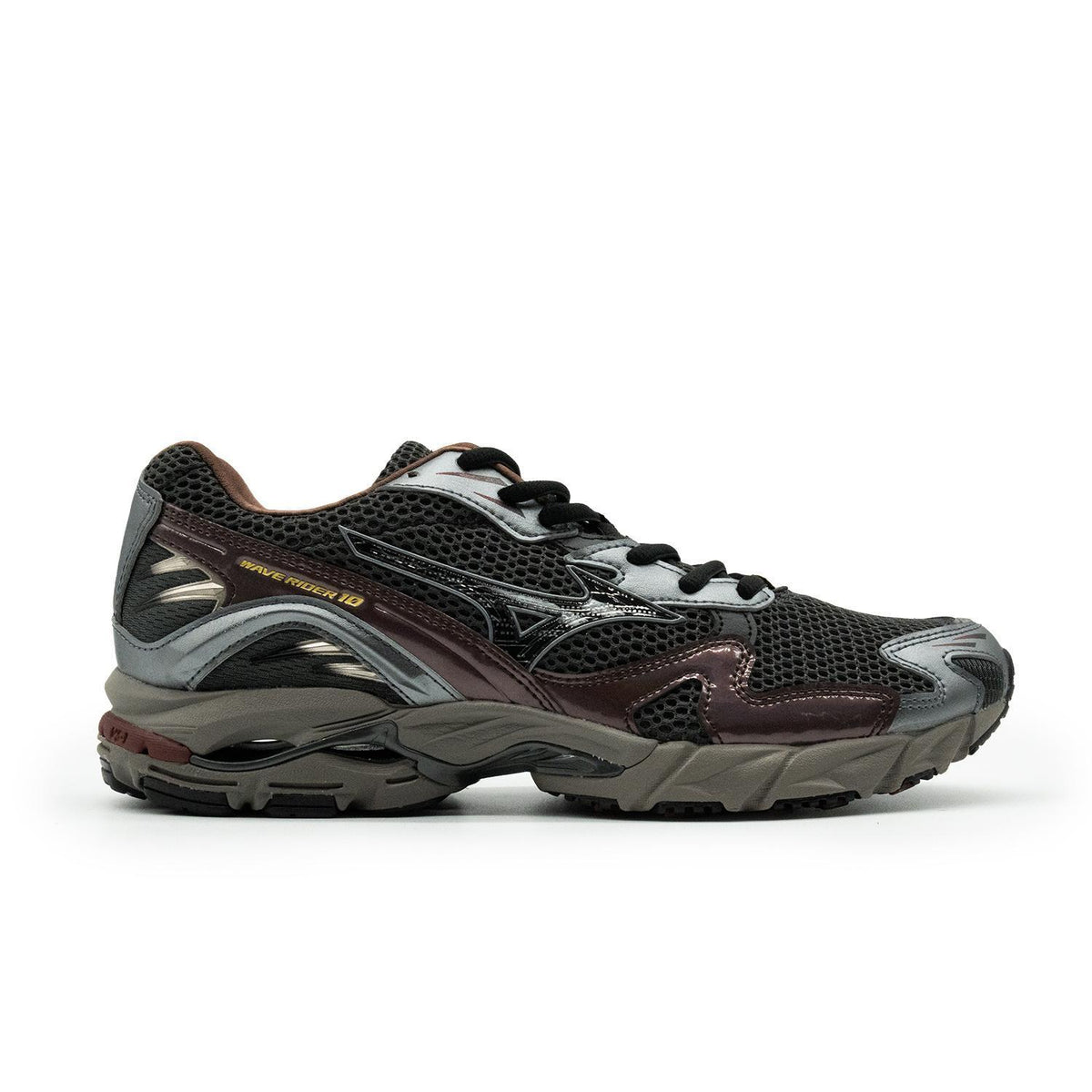 Chaussure de running Mizuno Wave Rider 10 noir et marron – vue 1