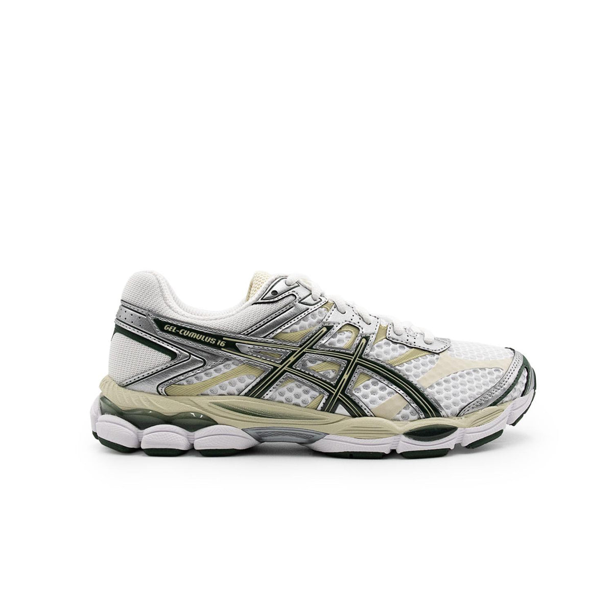 Chaussure de running Asics Gel-Cumulus 16 blanc et vert – vue 1