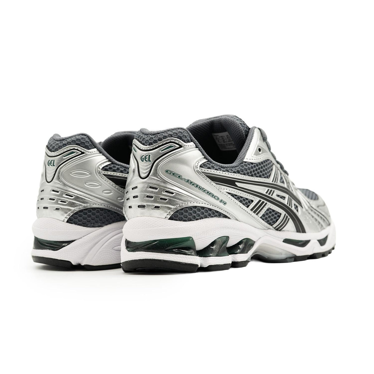 Chaussure de running Asics Gel-Kayano 14 gris et vert – vue 1