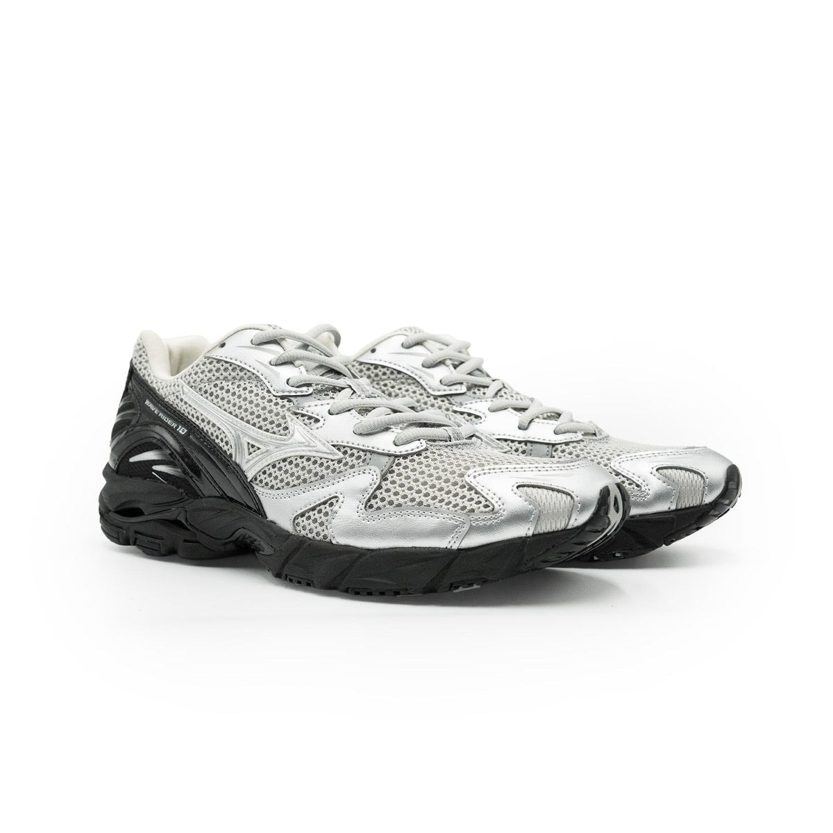 Chaussure de running Mizuno Wave Rider 10 bleu et argent – vue 3
