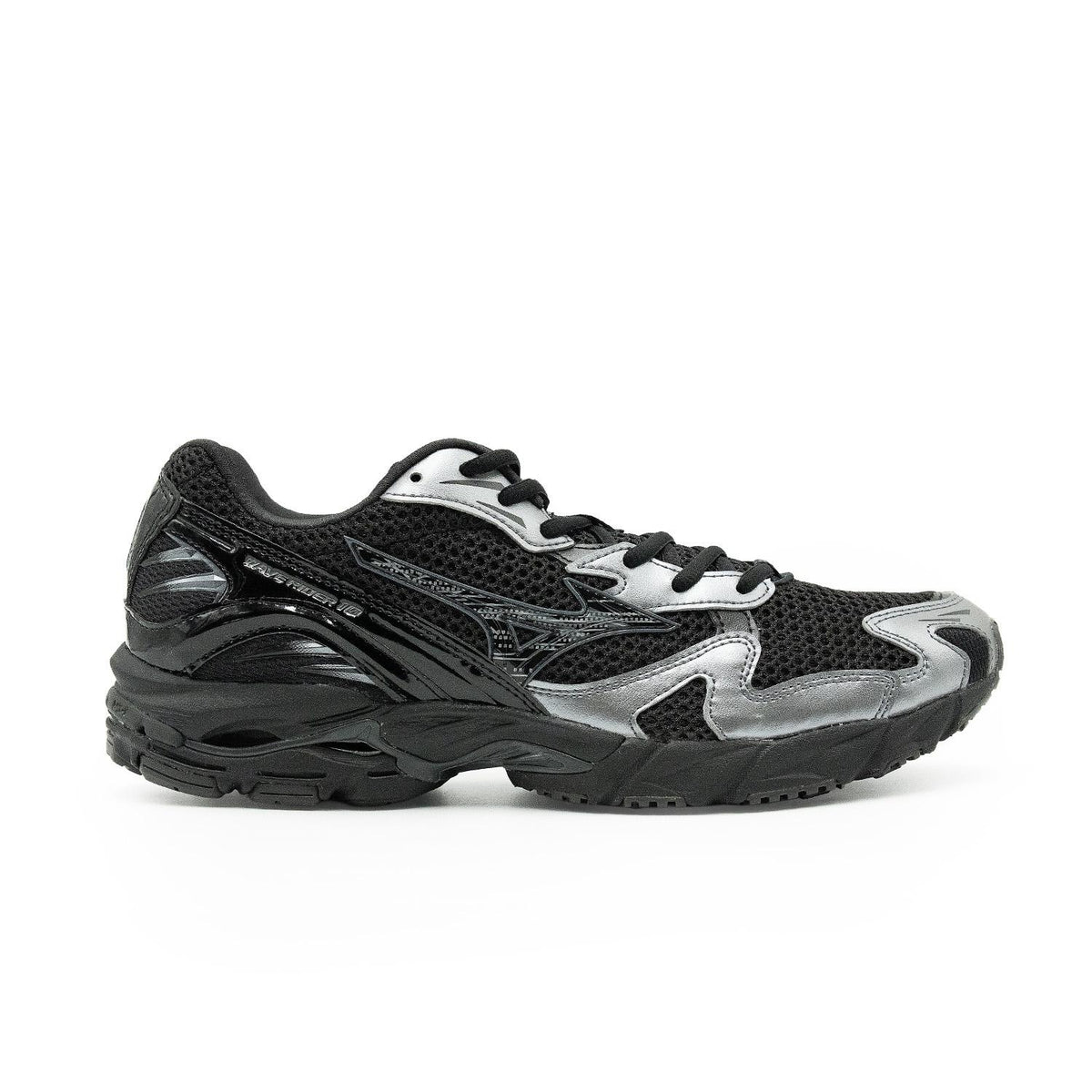 Chaussure de running Mizuno Wave Rider 10 noir et argent – vue 1