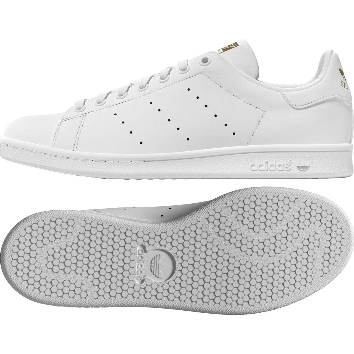 Sneakers Adidas Stan Smith blanc et or – vue 1