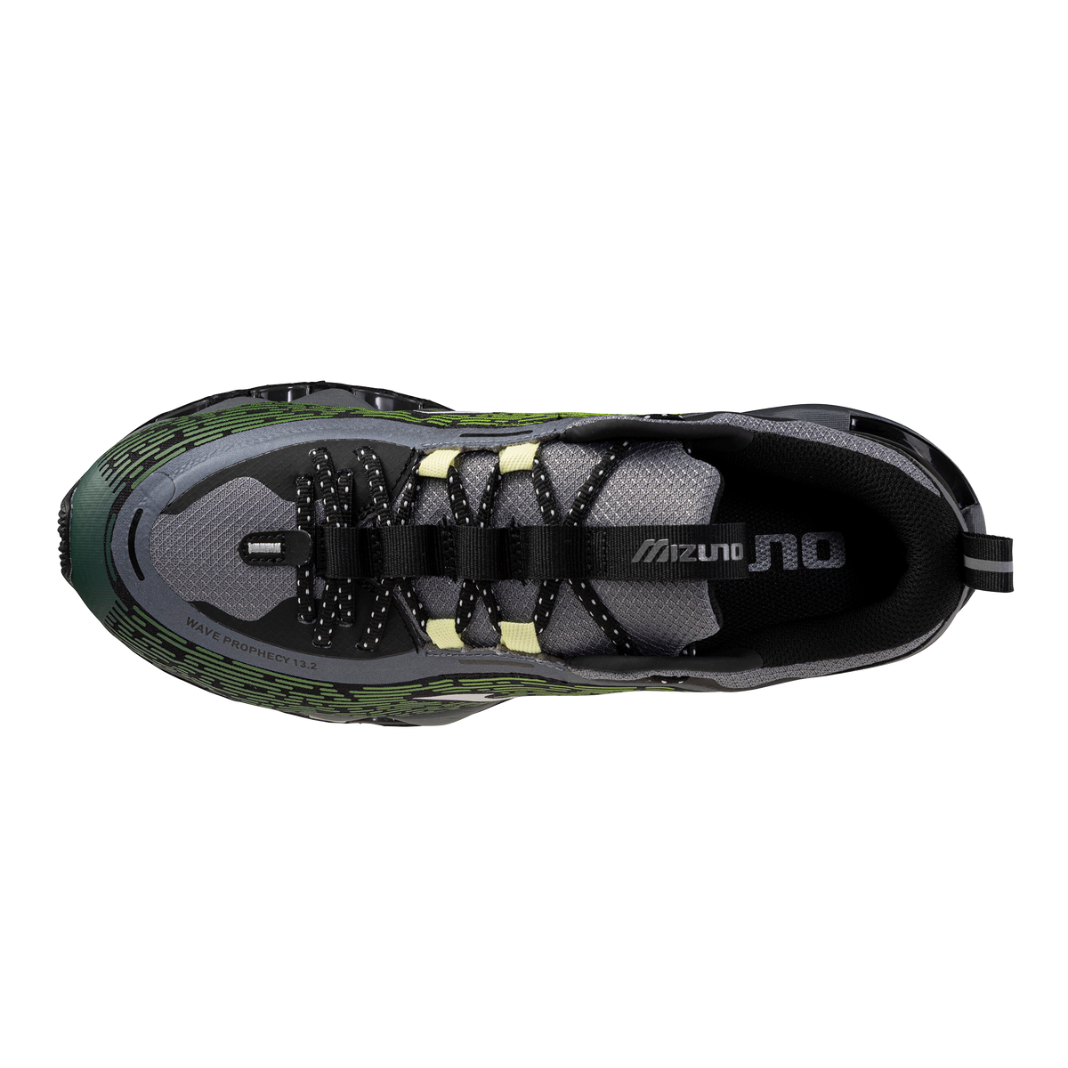 Chaussure de running Mizuno Wave Prophecy 13.2 vert et argent – vue 4