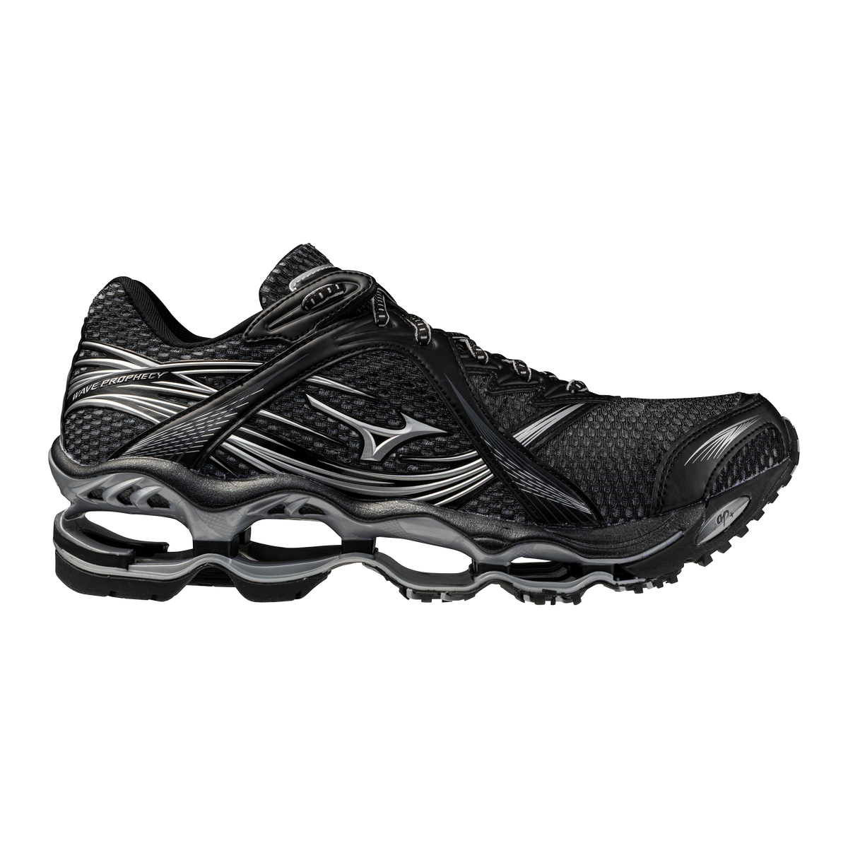 Chaussure de running Mizuno Wave Prophecy 1 gris et noir – vue 1