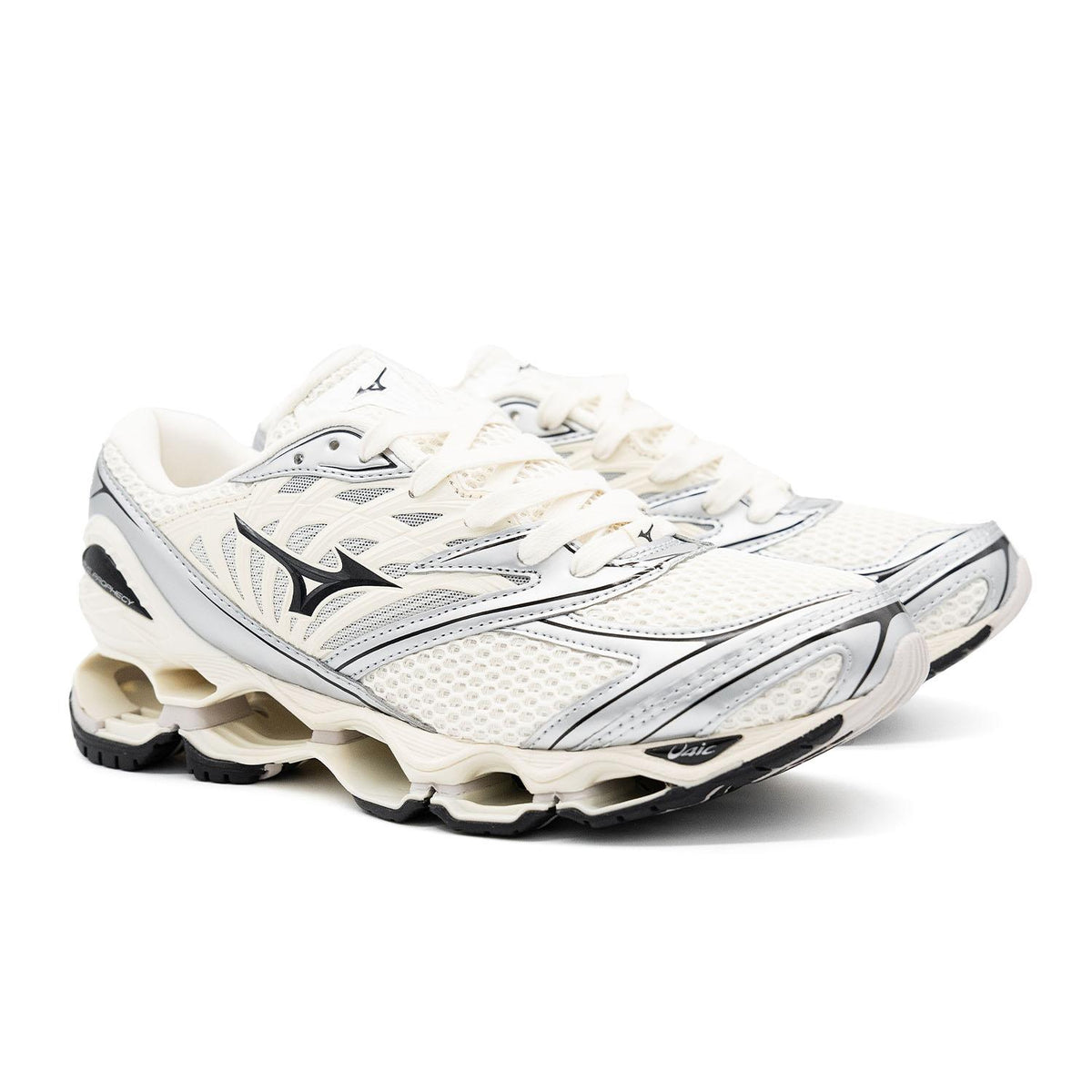 Chaussure de running Mizuno Wave Prophecy argent et noir – vue 3
