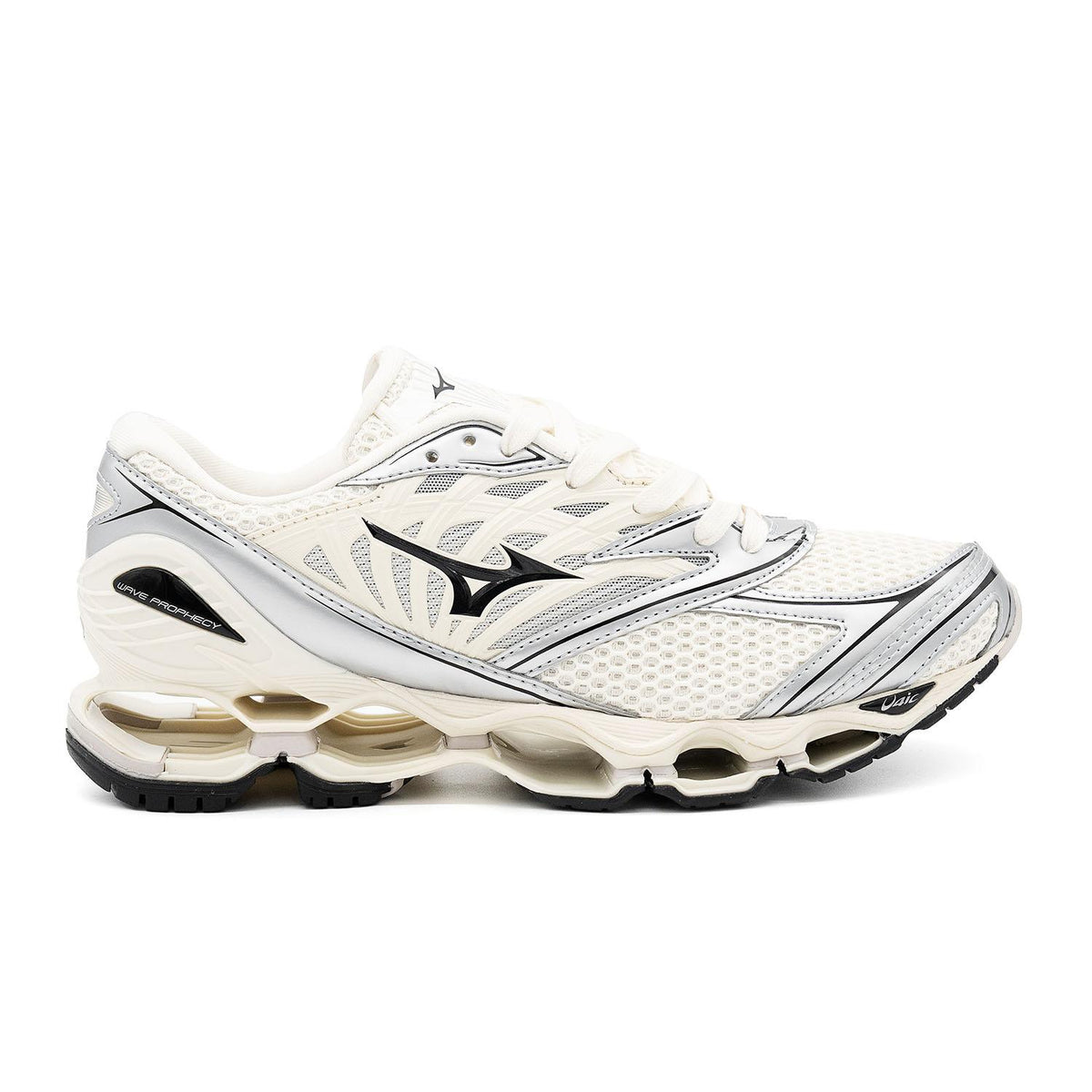 Chaussure de running Mizuno Wave Prophecy argent et noir – vue 1
