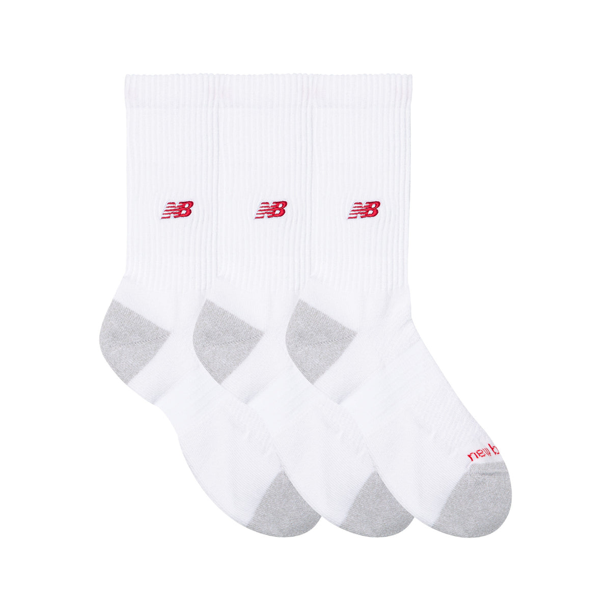 New Balance Chaussettes Crew – Blanc/Rouge