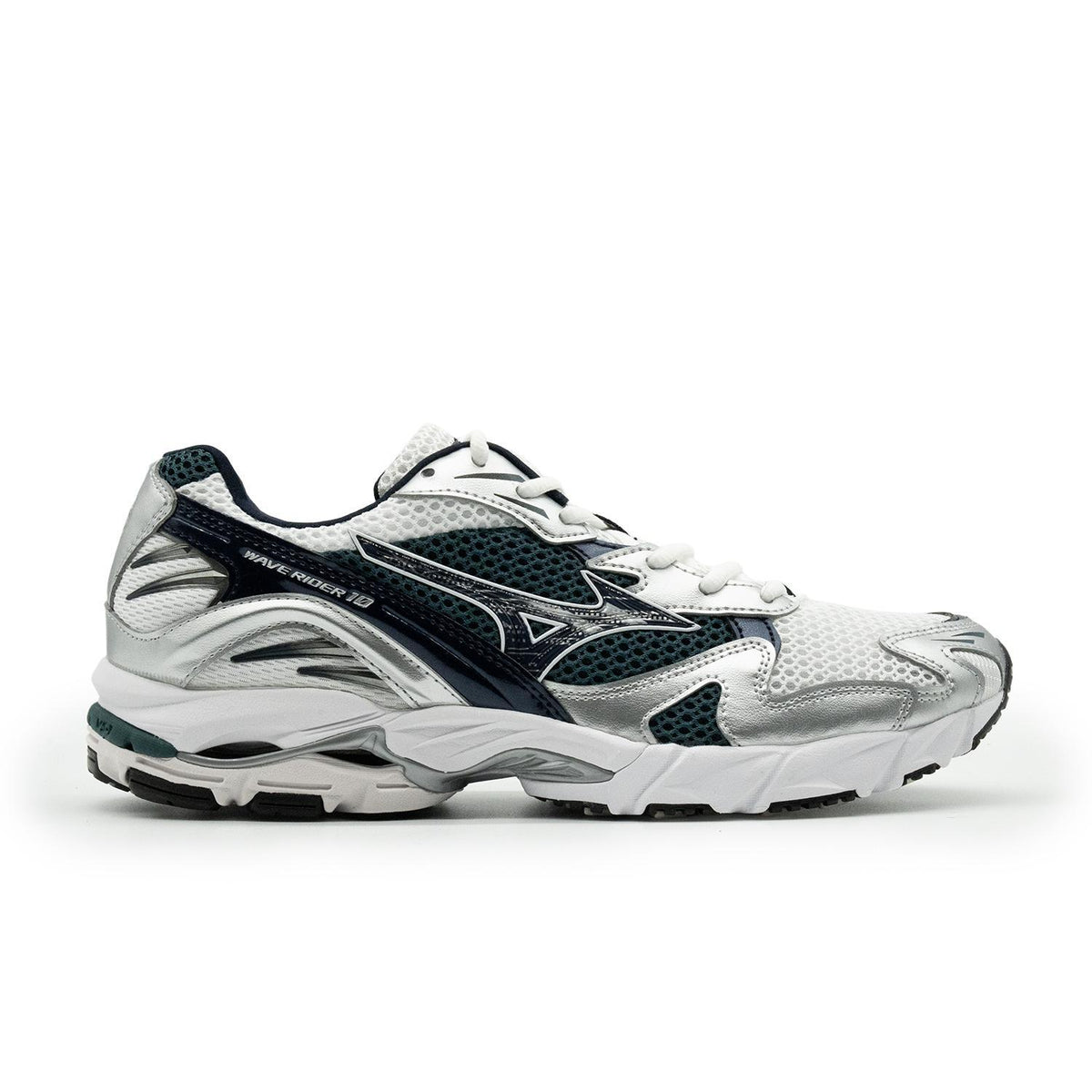 Chaussure de running Mizuno Wave Rider 10 blanc et vert – vue 1