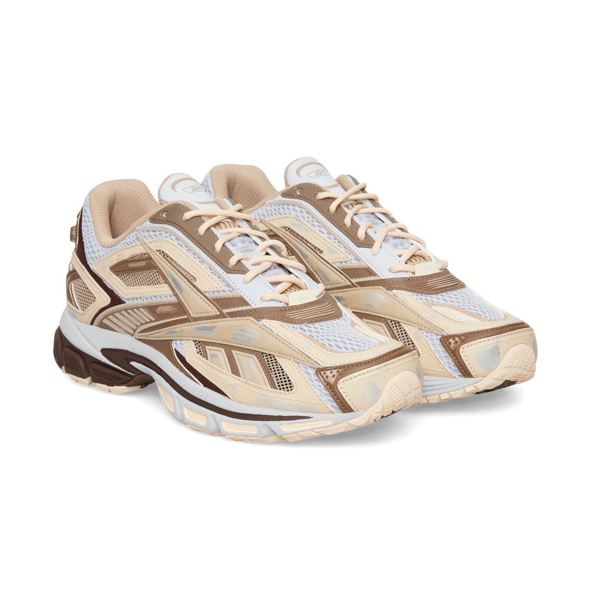 Chaussure de running Reebok Premier Road Ultra beige et marron – vue 3/4 avant