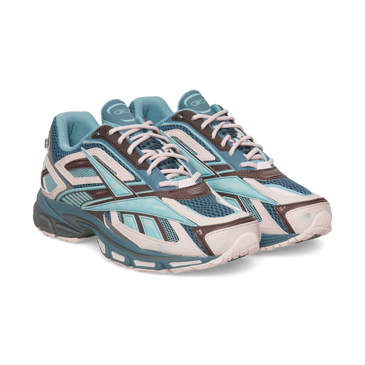 Chaussure de running Reebok Premier Road Ultra bleu et rose – vue 3/4 avant