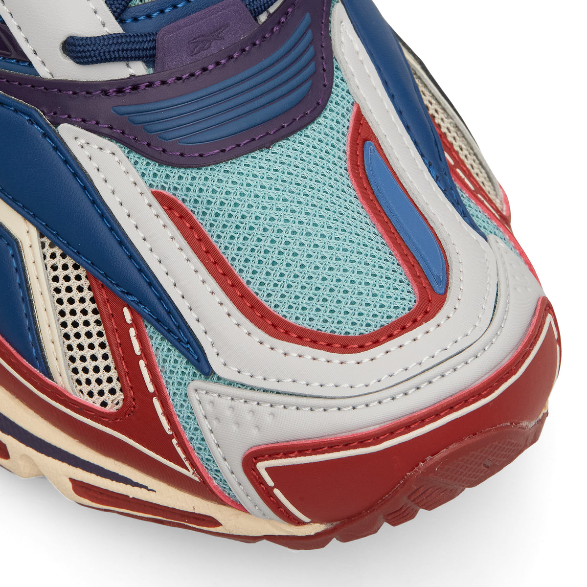 Chaussure de running Reebok Premier Road Ultra bleu et rouge – détail de l'avant-pied