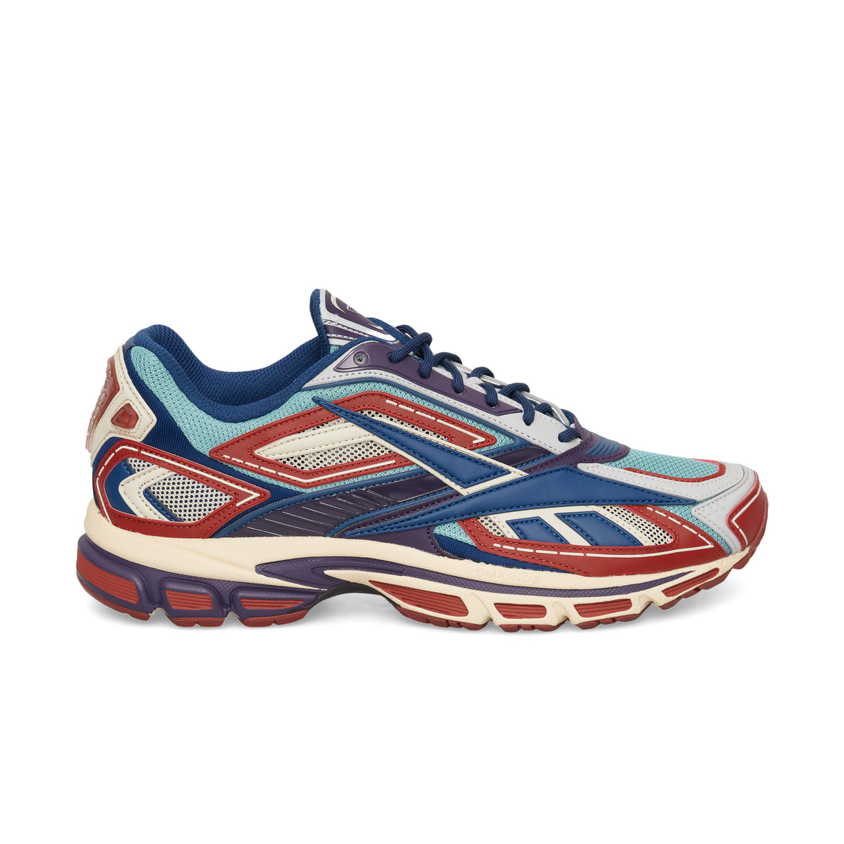 Chaussure de running Reebok Premier Road Ultra bleu et rouge – vue de profil