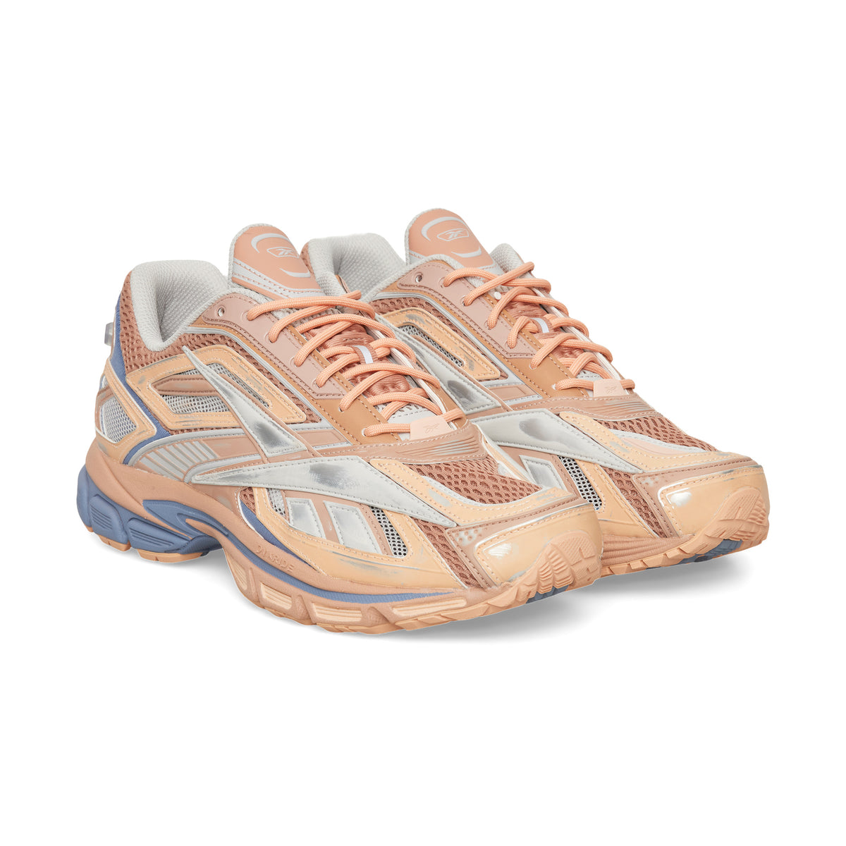 Chaussure de running Reebok Premier Road Ultra pêche et bleu – vue 3/4 avant