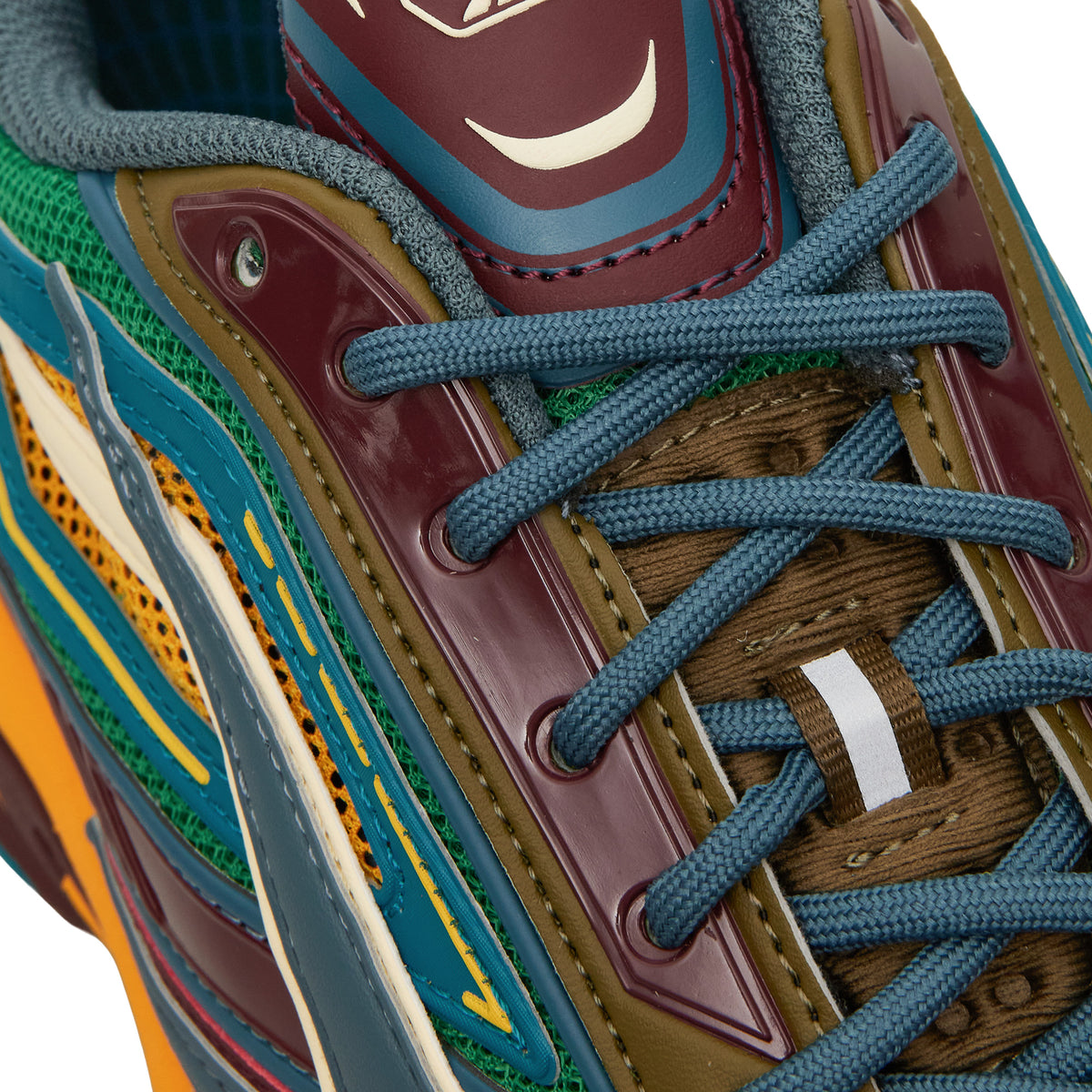 Chaussure de running Reebok Premier Road Ultra vert et bleu – détail de l'avant-pied